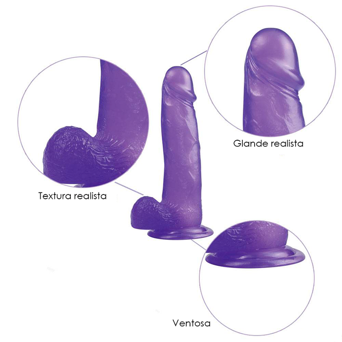 8" Large Purple Dildo Jelly Studs Cryst