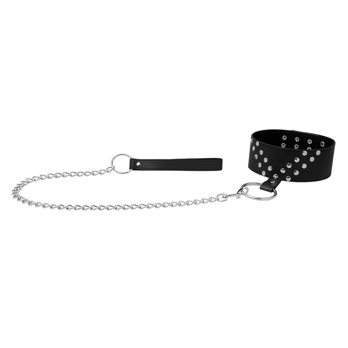 Collar With Leash Black Deluxe
