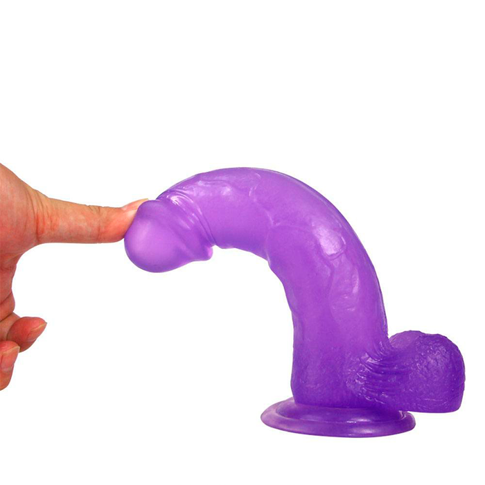 8" Large Purple Dildo Jelly Studs Cryst