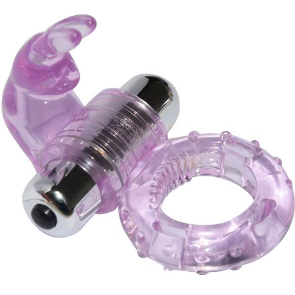 Anillo vibrador bala doble morado para pene