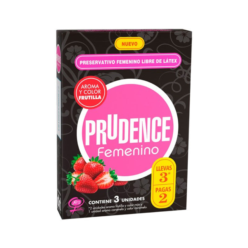 Condones Prudence Femenino Sabor A Fresa X 3